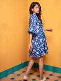 Blue Paradise Cotton Pintuck Dress - Pinklay