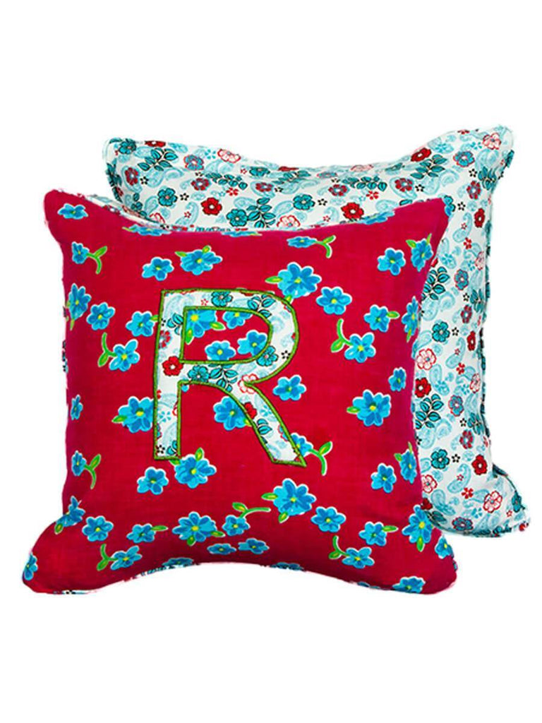 Letter R Cotton Cushion Cover - 12 Inch - Pinklay