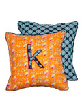 Letter K Cotton Alphabet Cushion Cover - 12 Inch - Pinklay