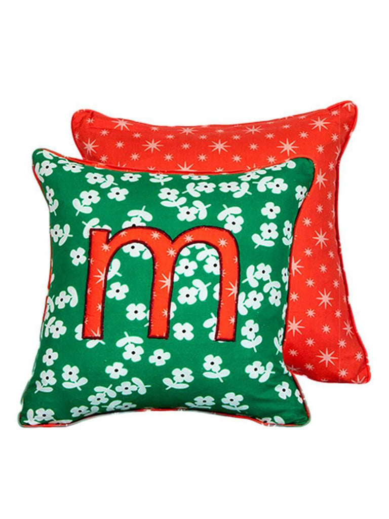 Letter M Cotton Cushion Cover - 12 Inch - Pinklay