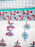 Mahtab Whirling Dervish Hand Block Print Jaipuri Razai, Cotton Quilt - Pinklay