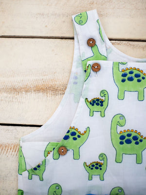 Dino Organic Cotton Dungarees - Pinklay