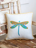 Dragonfly Block Printed Cotton Cushion Cover - 12 Inch - Pinklay