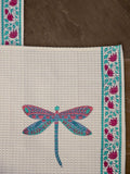 Set of 2 - Dragonfly Block Printed Waffle Hand Towels - Pinklay