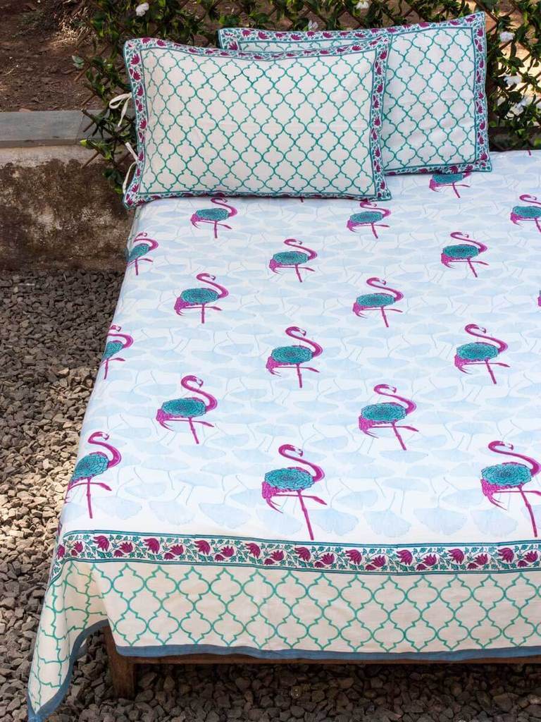 Set of 2 - Flamingo Cotton Pillow Cover - Pinklay