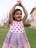 Flamingo Whirl Sleeveless Layered Dress - Pinklay