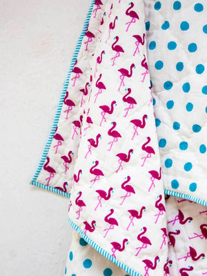 Flamingo GOTS Certified Organic Cotton Reversible Quilt for Infants New Kids Collection