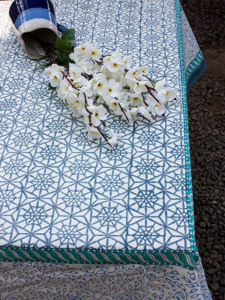 Geometrical Hand Block Print Cotton Table Cover Table Cloths