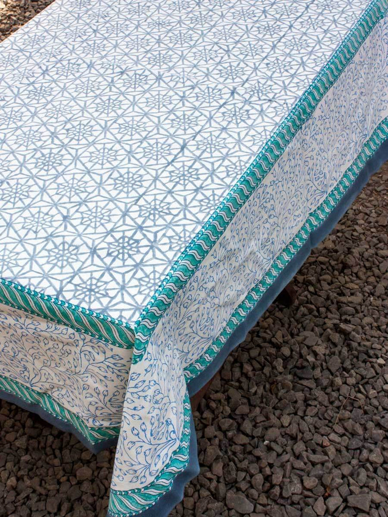 Geometrical Hand Block Print Cotton Table Cover Table Cloths