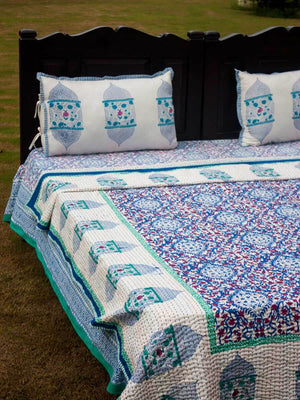 Gul Jaal Kantha Cotton Bed Cover - Pinklay