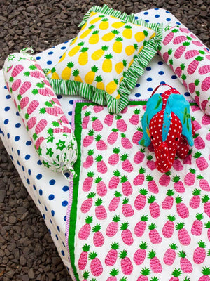 Gulaabi GOTS Certified Organic Cotton Cot Bedding Set of 6 - Pinklay