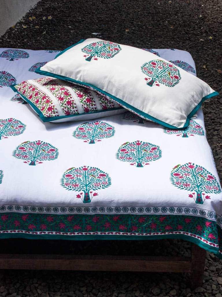 Set of 2 - Kalpavriksha Cotton Pillow Cover - Pinklay