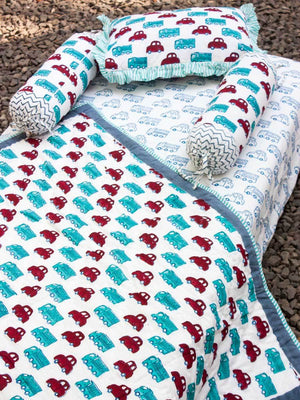 My Red Car GOTS Certified Organic Cotton Cot Bedding Set of 5 - Pinklay