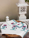 Set of 2 - Onam Floral Block Printed Waffle Hand Towels - Pinklay