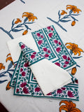 Lotus Hand Block Print Cotton Table Napkins - Set of 6 Table Mats Runners Napkins Tea Cozy