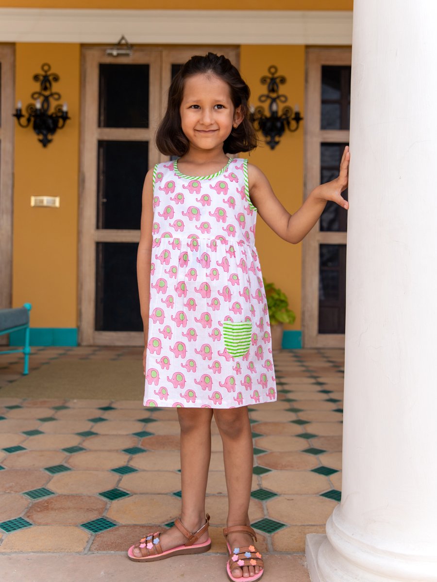 Appu Everyday Organic Cotton Block Printed Dress With Pocket | Pinklay