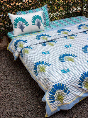 Tropical Block Printed Cotton Duvet Cover - Pinklay
