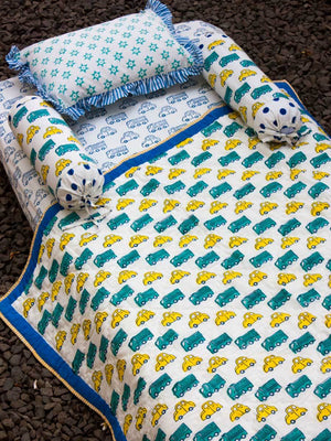 Vroom Vroom GOTS Certified Organic Cotton Cot Bedding Set of 6 - Pinklay