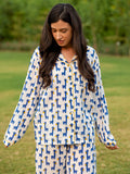 Blue Giraffe Soft Cotton Pajama Set - Pinklay