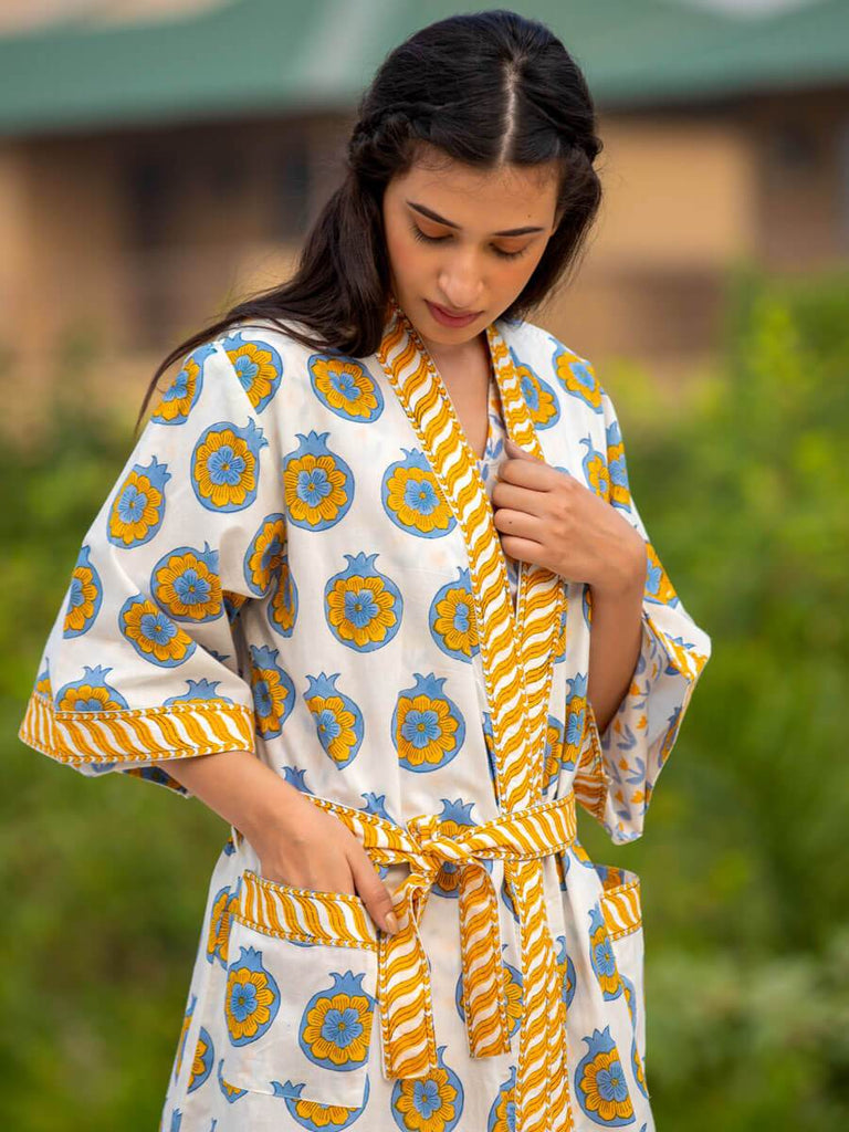 Gulshan Cotton Kimono Robe - Pinklay