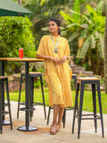 Yellow Stripes Kaftan Cotton Shirt Dress - Pinklay