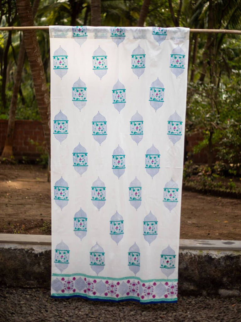 Noor Block Printed Cotton Curtain - Pinklay