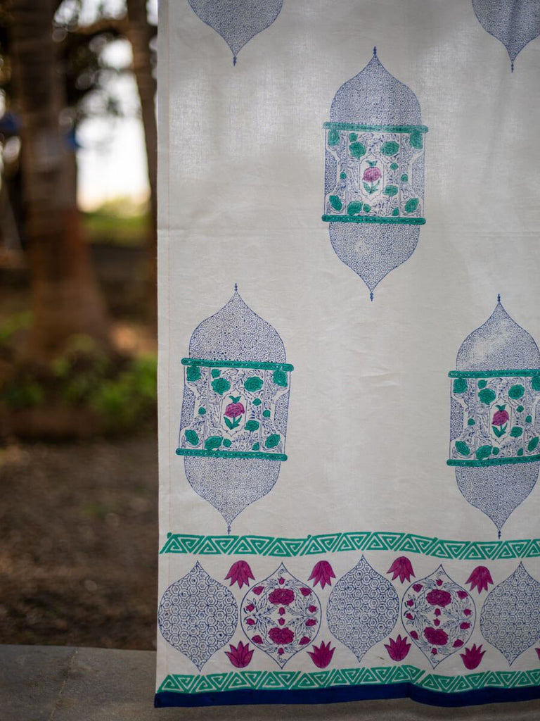Noor Block Printed Cotton Curtain - Pinklay