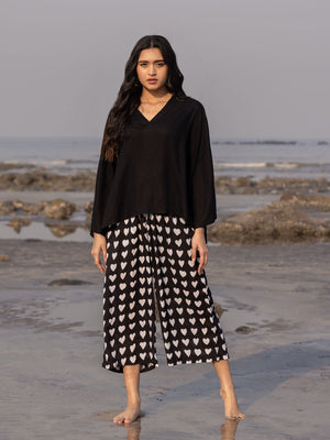 Rooh Solid Black Co-ord Set of 2