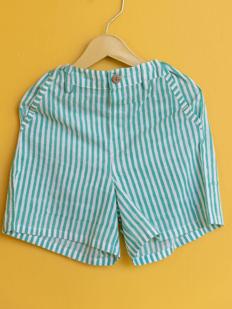 Green Stripes Organic Cotton Shorts