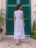 Kavya Block Printed Sleeveless Cotton Dress/Kurta