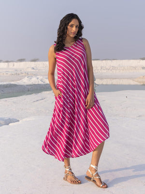 Roseate Rani Pink Asymetrical Long Dress