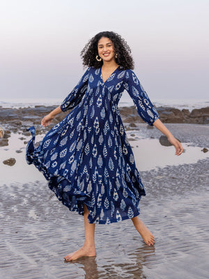 Rumi Indigo Modal Maxi Dress - Pinklay