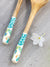 Set of 3 - Coral Catwalk Salad Bowl With Serving Spoons - Pinklay