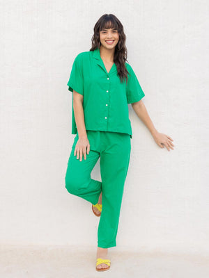 Sienna Solid Green Co-ord Set - Pinklay
