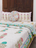 Spring Time Block Printed Cotton Quilt - Pinklay