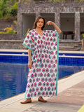 Summer Cocktail Hand Block Printed Kaftan - Pinklay