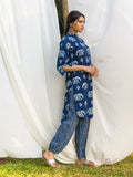 Set of 2 - Tarang Indigo Cotton Kurta with Pants