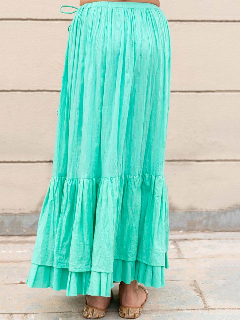 Turquoise Crinkled Skirt | Pinklay