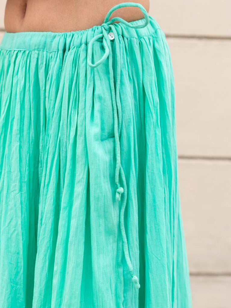 Turquoise Crinkled Skirt | Pinklay