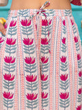 Pink Lotus Cotton Hand Block Printed Lantern Pants - Pinklay