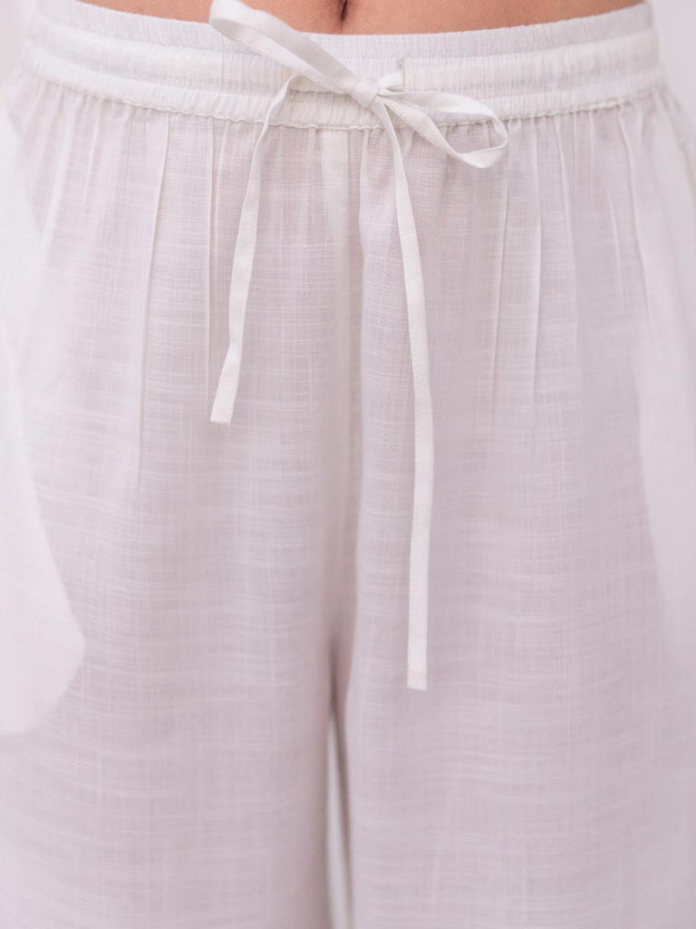 Summer White Rayon Trousers - Pinklay