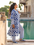 Blue Winter Block Printed Cotton Kimono/Robe - Pinklay