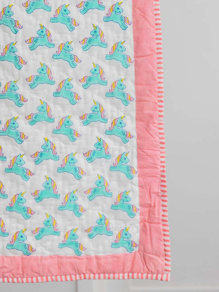 Buttercup The Unicorn Organic Cotton Reversible Quilt for Infants - Pinklay