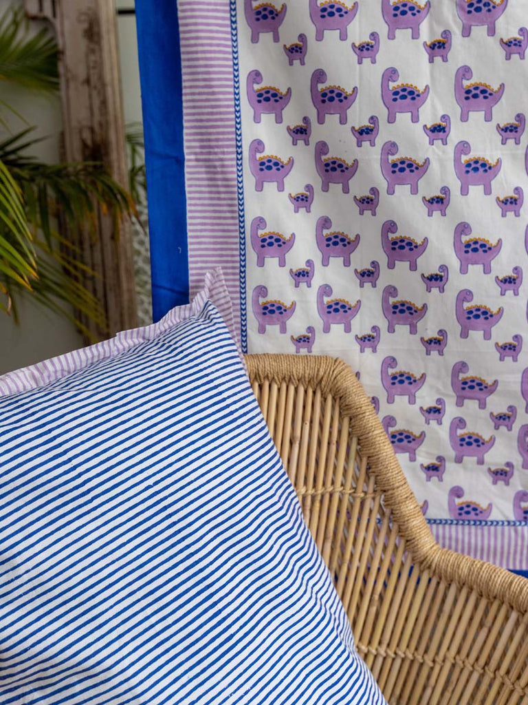 Hello Dino Organic Cotton Bedsheet - Pinklay