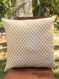 Marigold Field Block Printed Cotton Cushion Cover - Pinklay