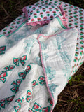 Butterfly GOTS Certified Organic Cotton Reversible Quilt for Infants and Toddlers Kids Quilts & Dohars