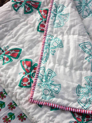 Butterfly GOTS Certified Organic Cotton Reversible Quilt for Infants and Toddlers Kids Quilts & Dohars