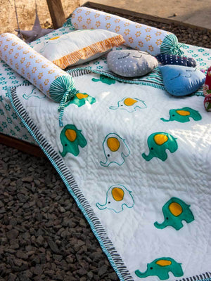 Appu GOTS Certified Organic Cotton Reversible Quilt for Infants and Toddlers Kids Quilts & Dohars