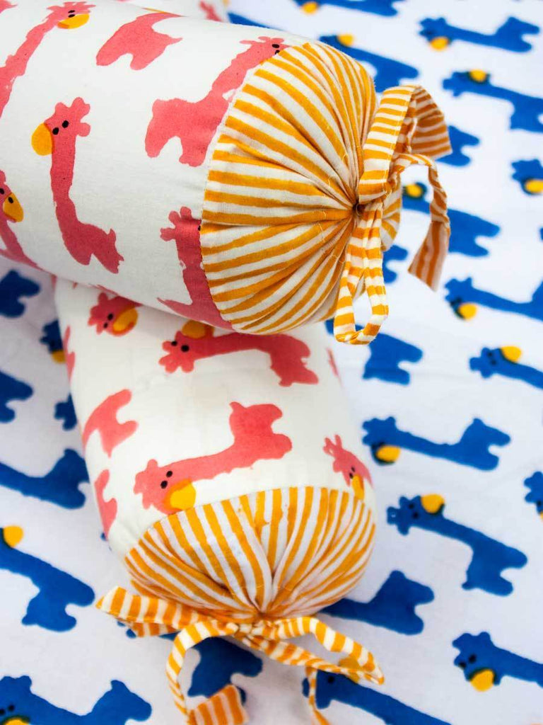 Pink Giraffe Organic Cotton Infant Bolster - Set of 2 Kids Fitted Sheet