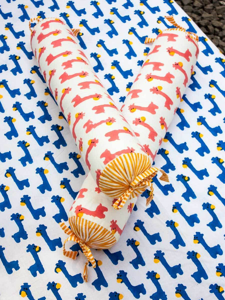 Pink Giraffe Organic Cotton Infant Bolster - Set of 2 Kids Fitted Sheet